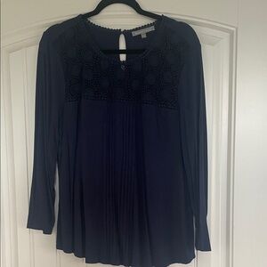 Daniel Rainn Midnight Blue Crochet Blouse